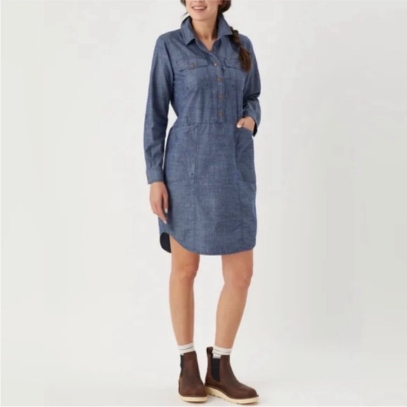 NWT Duluth Trading Co. Women’s Rootstock Chambray Shirt Dress Size Large NEW - Picture 7 of 7